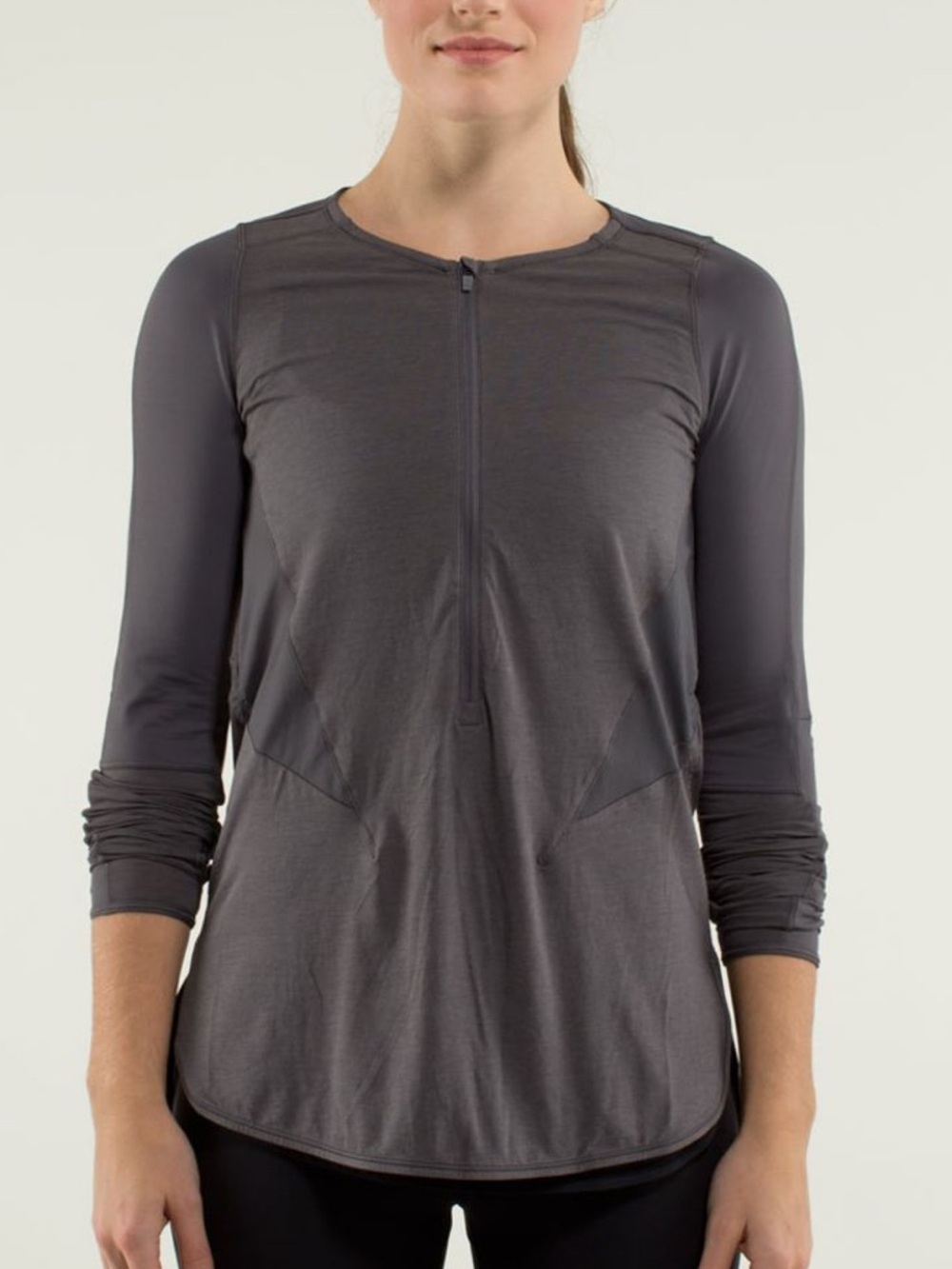 Lululemon Ride Inside Long Sleeve Half Zip Soot Light Grey EUC No Size Tag
